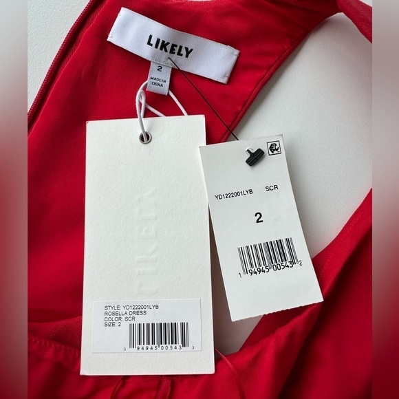 Likely Wo Rosella Ruffle Sheath Dress in Scarlet Red size 2 - Picture 4 of 4